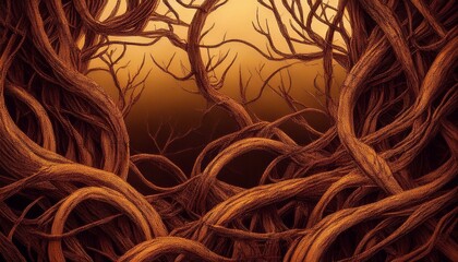 seamless scary looking vines and tree branches wallpaper background graphic resource