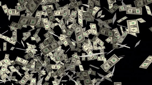 American dollar flying transparent background