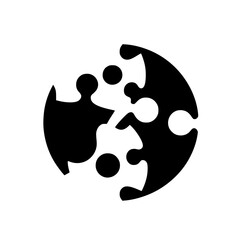 Abstract Black and White Geometric Puzzle Shapes: Minimalist Modern Design, Circular Pattern, Graphic Art, Vector Illustration, Creative Concept, Simple Icon, Symbol, Logo