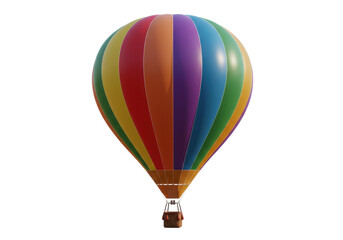 Naklejka premium A colorful hot air balloon with rainbow stripes, isolated on white background