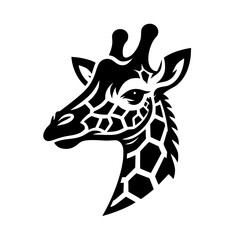 Obraz premium Majestic Giraffe Head: Elegant Black and White Vector Portrait of African Wildlife