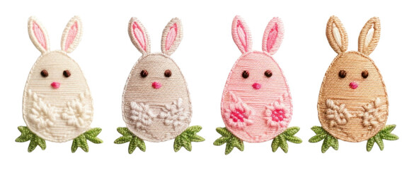 PNG Cute easters in embroidery style anthropomorphic representation confectionery.