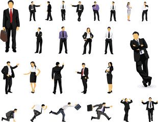 business people set business people in various poses and poses