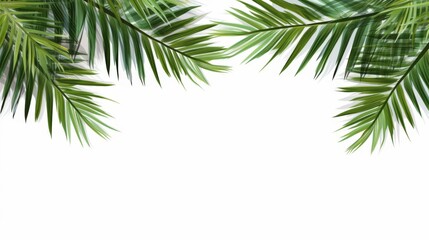 Lush Green Palm Leaves Isolated on White Background Ideal for Nature, Summer Themes, Tropical Decor, and Fresh Aesthetics in Stock Photography