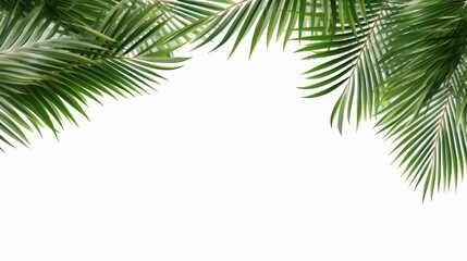 Lush Green Palm Leaves Framing a Bright Background Perfect for Tropical Themes and Summer Designs with a Fresh Natural Appeal