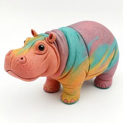 Fototapeta premium Clay Hippo on a white background