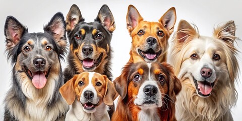 Adorable Canine Companions: A Close-up of Six Playful and Curious Dogs