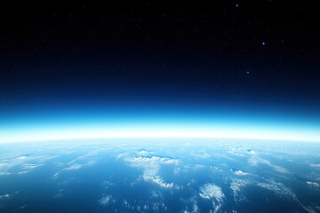Fototapeta premium A Breathtaking View of Earth from Space: Celestial Horizon, Cloudscape and Starry Night.