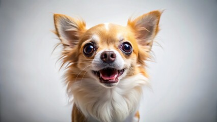 Obraz premium Adorable Chihuahua Dog Begging for Food - Long Exposure White Background Stock Photo