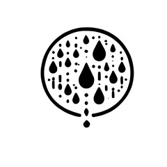 Abstract Black Drops in Circle on White Background: Minimalist Geometric Pattern Design