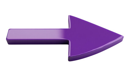 Purple 3d arrow pointing left on transparent background