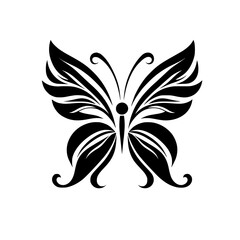 Elegant Black Butterfly: Nature Inspired Vector Graphic Design. Perfect for decoration, fashion, and nature-themed projects.