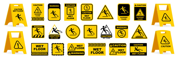 Caution wet floor sign plate collection. Hazard plate signs