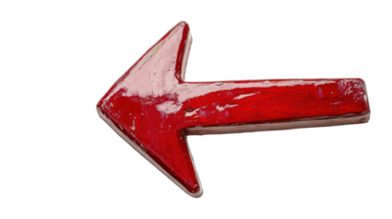 Red arrow pointing left on transparent background