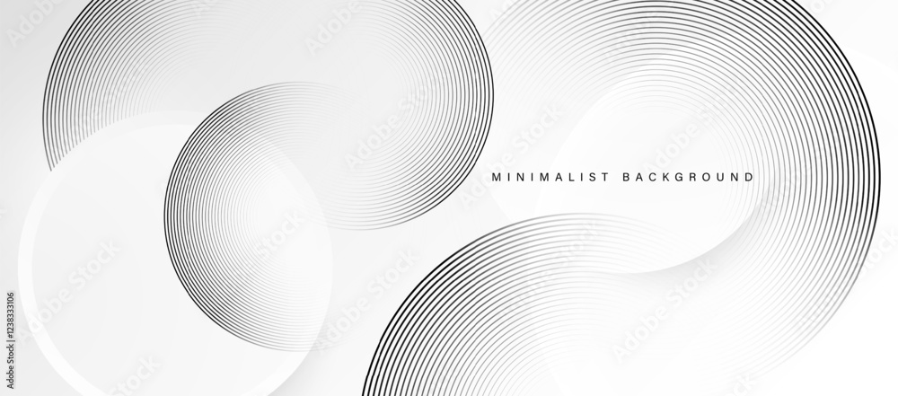 Poster Modern abstract white background with black gradient circular lines