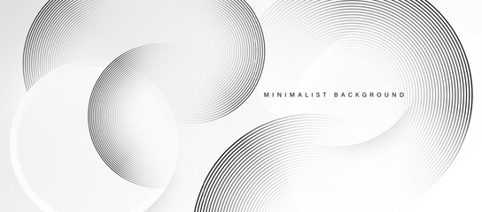 Modern abstract white background with black gradient circular lines