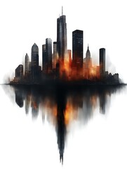 Obraz premium Dramatic Cityscape Sunset Reflection Artwork Print