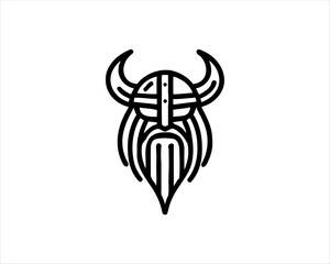 Obraz premium Nordic Viking Helmet Logo 