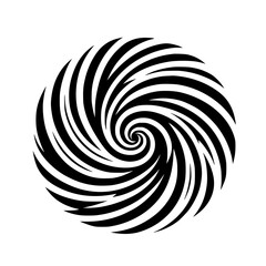 Abstract Black and White Spiral Vortex: A Dynamic Circular Design. Perfect for backgrounds, illustrations, and graphic design projects. Geometric optical illusion with a sense of motion and energy.