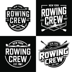 New York Rowing Crew T-Shirt Design - Classic Graphic Tee Celebrating Rowing with Established 1987, Perfect for Rowing Enthusiasts and Fans of Water Sports!