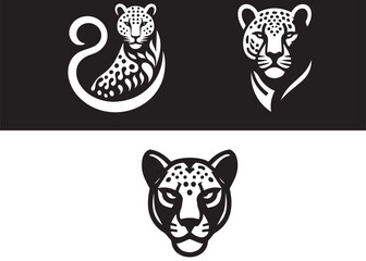 leopard head logo silhouette, silhouette of head leopard, leopard head logo icon, cheetah head silhouette logo vector animals, leopard head vector logo on a white background