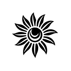 Black and White Floral Sun and Moon Design: Minimalist Flower Art Print