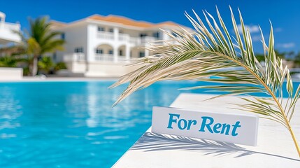 Luxury beachfront villa for rent with pool under palm trees