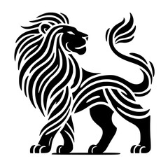Majestic Lion: A Black and White Tribal Style Vector Art Print