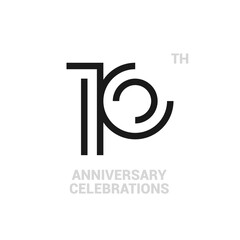 Fototapeta premium 10 years anniversary logo design on white background for celebration event. 10th celebration emblem.