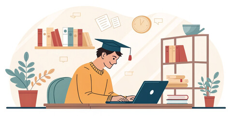 Fototapeta premium E-Learning Graduate Certificate Program Concept for Education