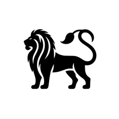 Majestic Lion: A Powerful Symbol of Strength and Royalty.  Black and white vector graphic design, perfect for logos, branding, and more.