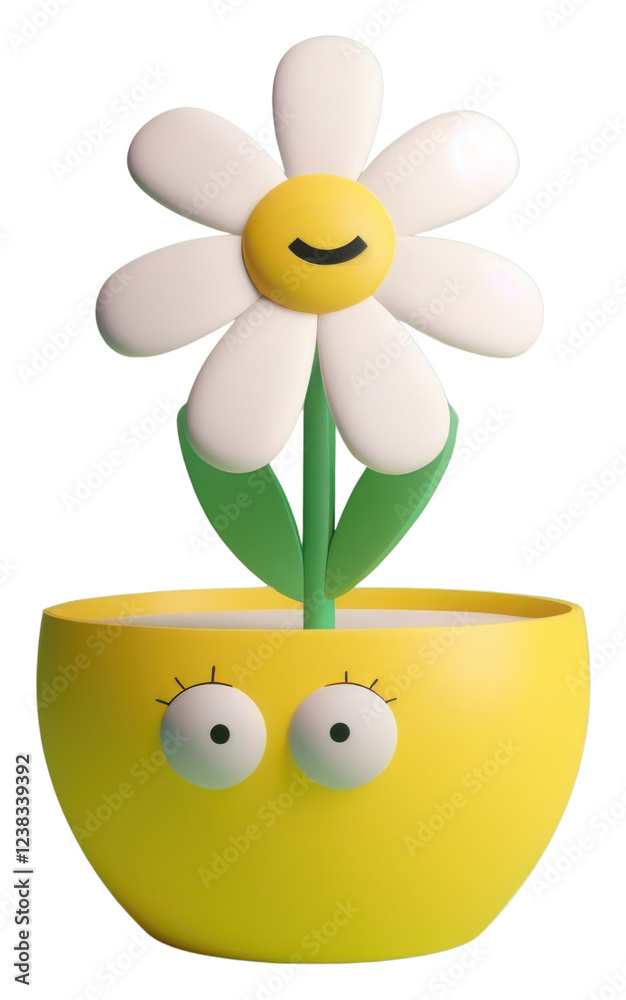 Canvas Prints PNG A daisy in cute pot cartoon flower plant.