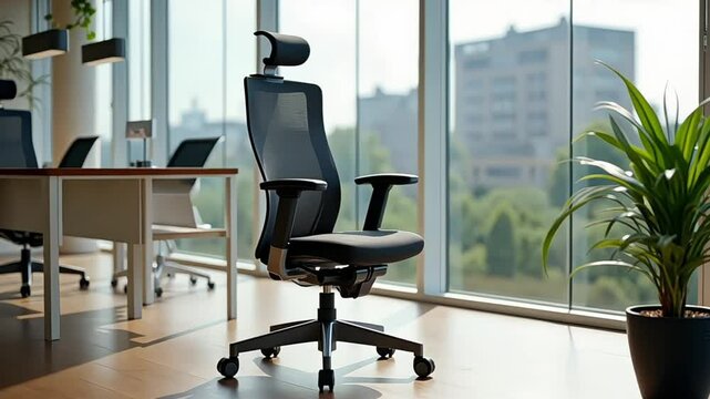 Ergonomic office chair provides optimal comfort and support in a professional setting, featuring adjustable features