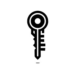 Abstract Black Key Icon: Minimalist Geometric Graphic Design. Perfect for security, access, and lock symbols.  Simple vector illustration with a clean, modern style.