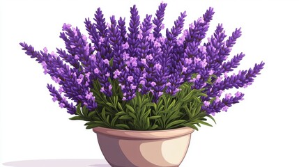 Vibrant Purple Lavender Flowering Plant in Round Decorative Pot