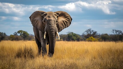 Fototapeta premium Big Male African Elephant in Musth - isolated