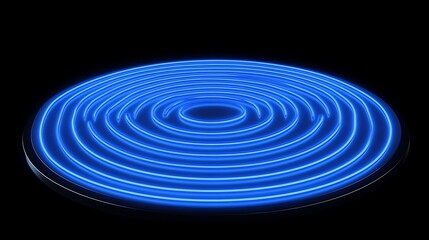 Circular Blue Neon Light Design Abstract Art