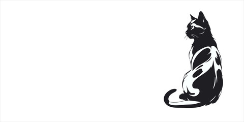 Minimalist Black Cat Silhouette – Vector Illustration