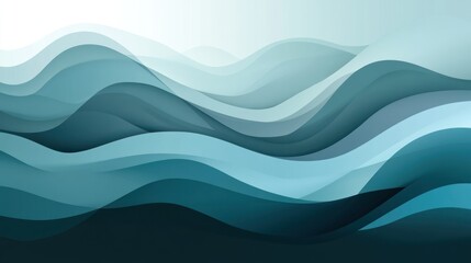 Abstract teal waves flowing, digital art, background design
