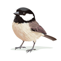 Naklejka premium Vector drawing of black-capped chickadee bird Poecile atricapillus nature design element isolated on a white background