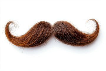 Auburn handlebar mustache isolated on white.