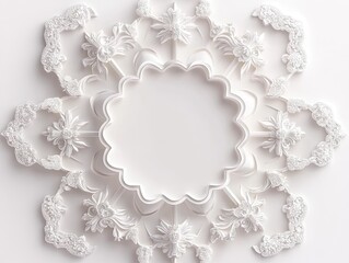 Elegant White Floral Ceiling Design Intricate Ornate 3D Pattern Home Decor Plasterwork Architectural Detail.