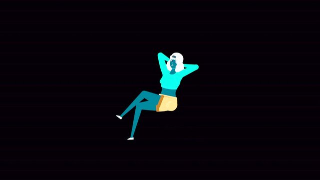animation design of a silhouette of a girl in dress with black background