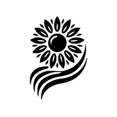 Elegant Black and White Sunflower Design: Minimalist Botanical Art Print, Summer Floral Graphic, Nature Inspired Vector Illustration