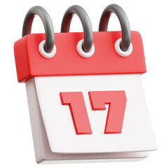 Calendar Date 17 3D Illustration