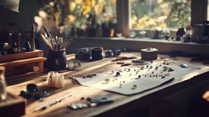 A Creative Workspace Filled with Art Supplies and Natural Light