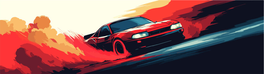 Obraz premium Illustration of a sports car. Drift car. Motorsport.