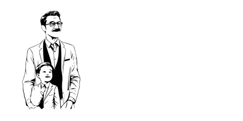 Happy Father's Day - Hand-Drawn Father and Son Artwork