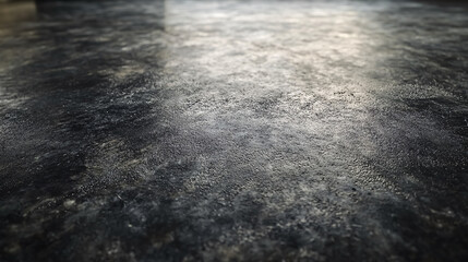 A dark concrete floor texture.