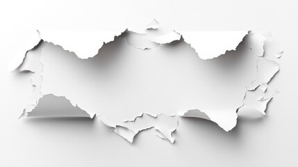 Obraz premium Torn paper hole, white background, studio shot, design element